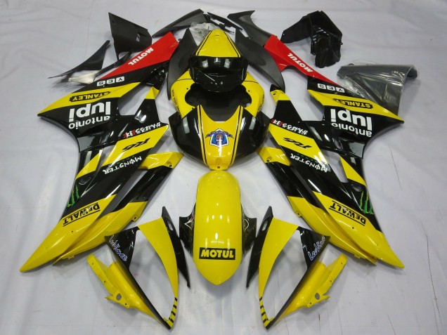 Carénages Moto Yamaha R6 2006-2007 - Jaune Noir Rouge Motul Monstre