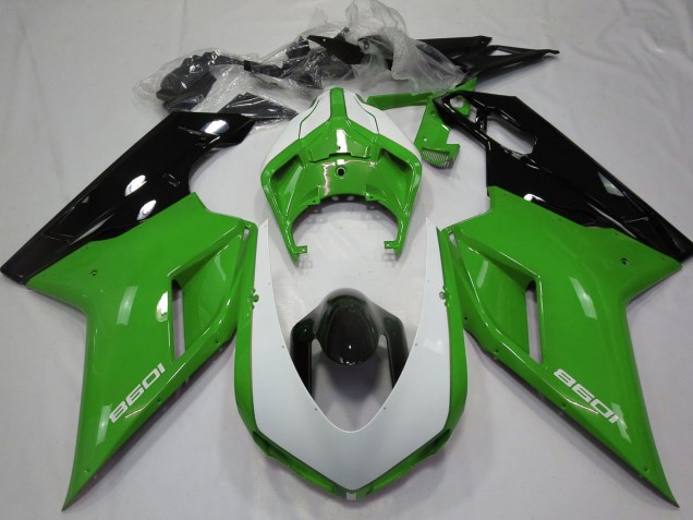 Carénages Moto Ducati 1098 2007-2014 - Vert Noir Blanc