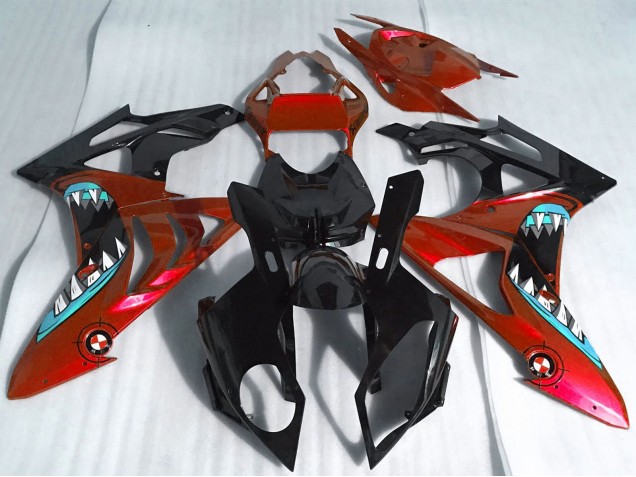 Carénages Moto BMW S1000RR 2017-2018 - Rouge Noir Brillant Requin