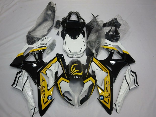 Carénages Moto BMW S1000RR 2009-2014 - Blanc Jaune Noir Brillant