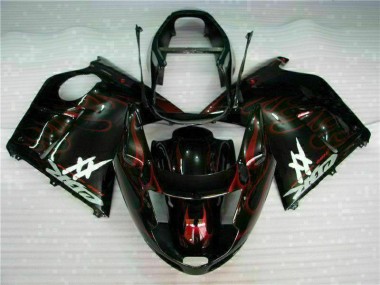 Carénage Moto ABS Honda CBR1100XX Blackbird 1996-2007 - Noir Brillant Rouge Flamme