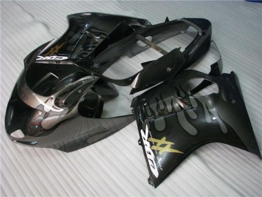 Carénages Moto Honda CBR1100XX Blackbird 1996-2007 - Noir Brillant Argent Flamme