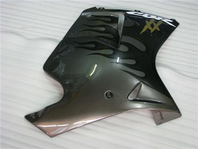 Carénages Moto Honda CBR1100XX Blackbird 1996-2007 - Noir Brillant Argent Flamme
