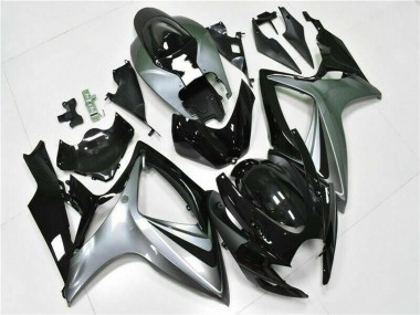 Carénages Moto Suzuki GSXR 600/750 2006-2007 - Argent Noir Brillant
