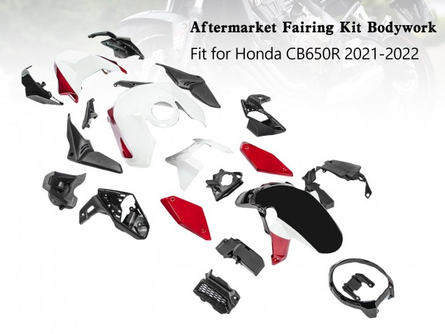 Carénages Moto Honda CB650R 2019-2022 - Noir Rouge Blanc
