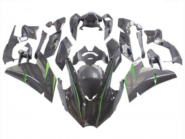 Carénages Moto Kawasaki Ninja H2 2015-2022 - Noir Fibre de Carbone Vert