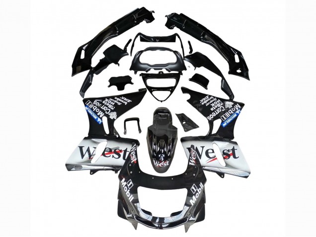 Carénages Moto Kawasaki ZZR400 1993-2007 - Noir Brillant Blanc West