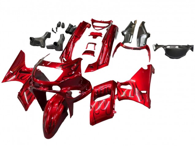 Carénages Moto Kawasaki ZZR400 1993-2007 - Rouge Noir Flamme