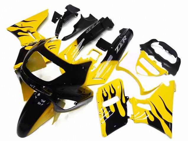 Carénages Moto Kawasaki ZZR600 1998-2003 - Jaune Noir Flamme