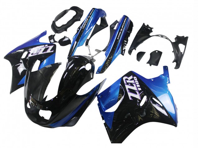 Carénages Moto Kawasaki ZZR1100 1990-1992 - Bleu Noir Brillant