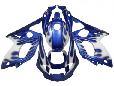 Carénages Moto Yamaha YZF600R Thundercat 1996-2007 - Bleu Blanc Argent Flamme