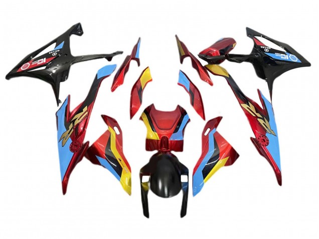 Carénages Moto BMW S1000RR 2019-2022 - Bleu Clair Rouge Or
