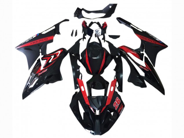 Carénage Moto BMW S1000RR 2017-2018 - Rouge Noir Brillant Noir Mat