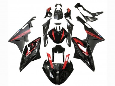 Carénages Moto BMW S1000RR 2017-2018 - Rouge Noir Brillant Noir Mat
