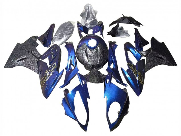 Carénages Moto BMW S1000RR 2015-2016 - Pente Violet Bleu Fibre de Carbone Forgée
