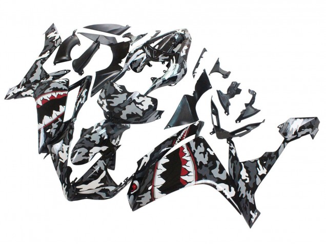 Carénages Moto Yamaha YZF 1000 R1 2007-2008 - Gris Blanc Camouflage Requin