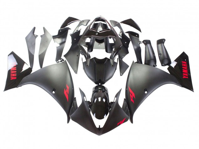 Carénage Moto Yamaha YZF 1000 R1 2009-2011 - Noir Mat Rouge Décalque