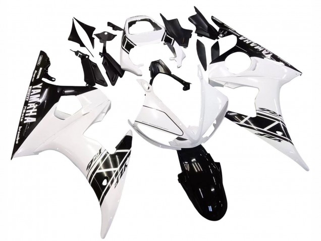 Carénage Moto Yamaha YZF R6 2003-2004 - Blanc Noir Brillant