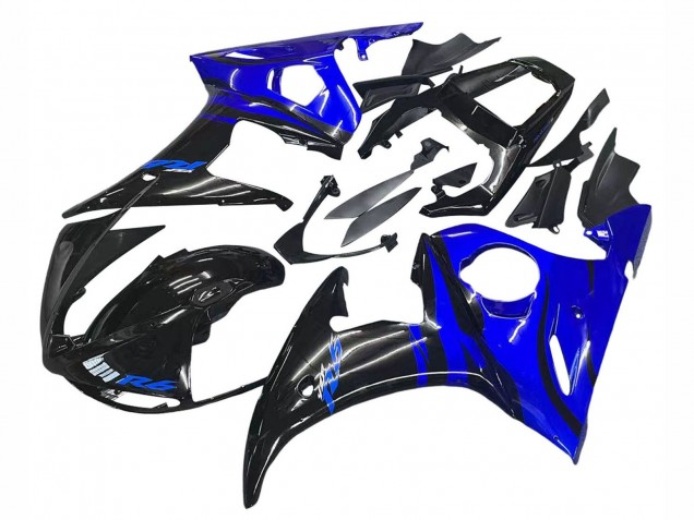 Carénages Moto Yamaha YZF R6S 2006-2009 - Bleu Noir Brillant