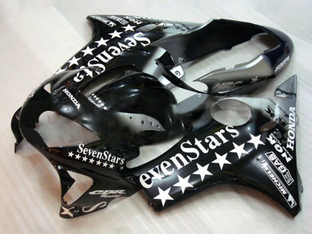 Carénages Moto Honda CBR600 F4 1999-2000 - Noir Brillant Blanc SevenStars