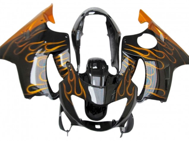 Carénages Moto Honda CBR600 F4 1999-2000 - Noir Brillant Or Flamme