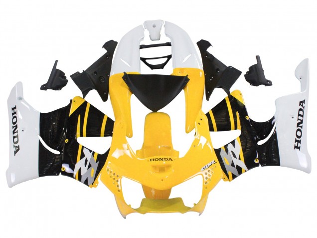 Carénages Moto Honda CBR900RR 919 1998-1999 - Blanc Jaune Noir Brillant