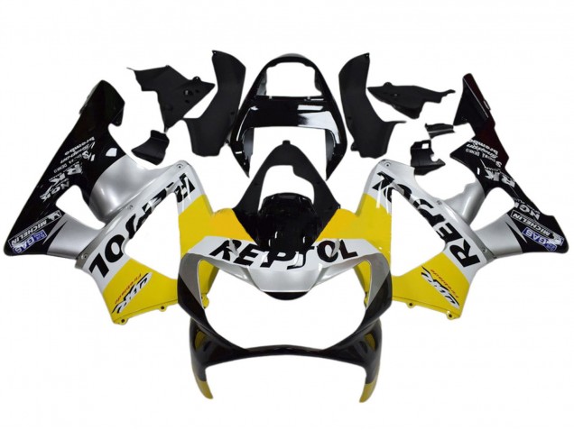 Carénages Moto Honda CBR900RR 929 2000-2001 - Jaune Argent Noir Brillant Repsol