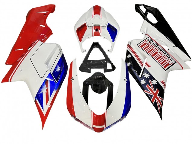 Carénages Moto Ducati 848/1098/1198 2007-2014 - Blanc Rouge Bleu Noir Brillant