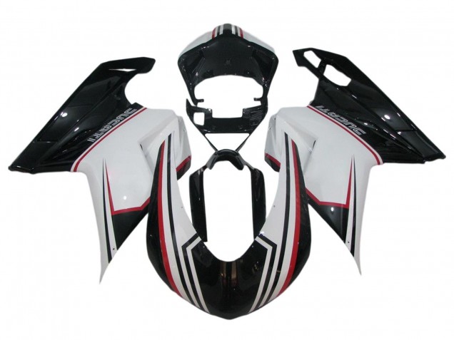 Kits Carénage Moto ABS Ducati 848/1098/1198 2007-2014 - Blanc Rouge Noir Brillant