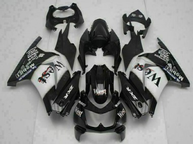 Carénages Moto Kawasaki EX250 2008-2012 - Noir Brillant Blanc West