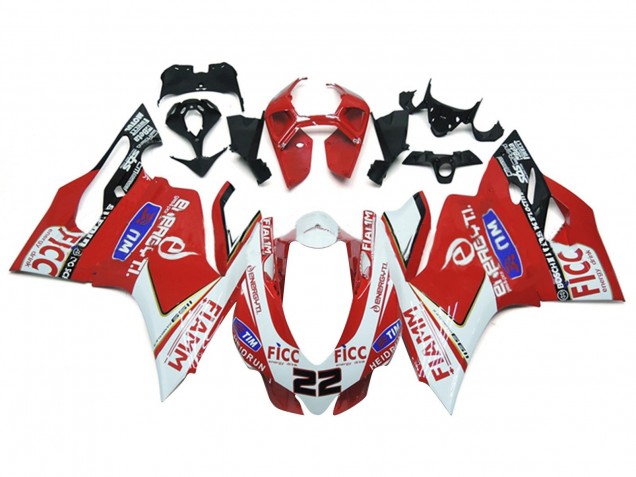 Carénages Moto Ducati 1199 2011-2014 - Blanc Rouge Noir Brillant Fiamm Ficc 22