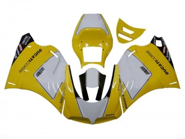 Carénages Moto Ducati 996 1993-2005 - Blanc Jaune Noir Brillant Corse Performance