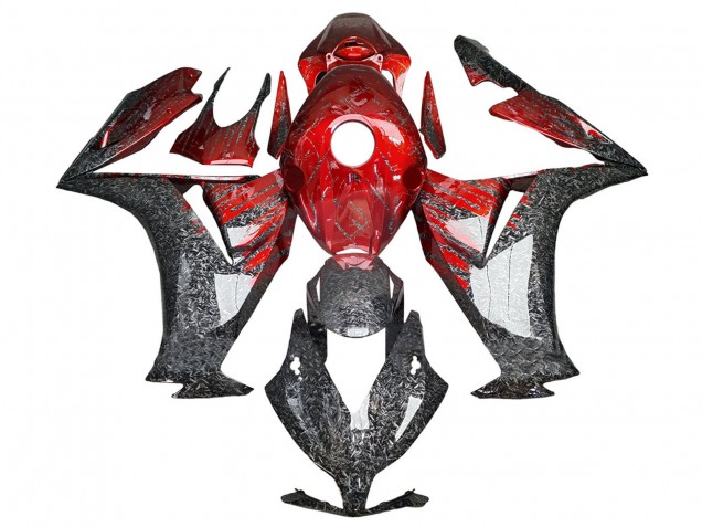 Carénages Moto Honda CBR1000RR 2012-2016 - Rouge Noir Fibre de Carbone Forgée