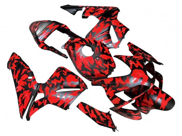 Carénages Moto Honda CBR600RR 2003-2004 - Noir Rouge Gris Camouflage