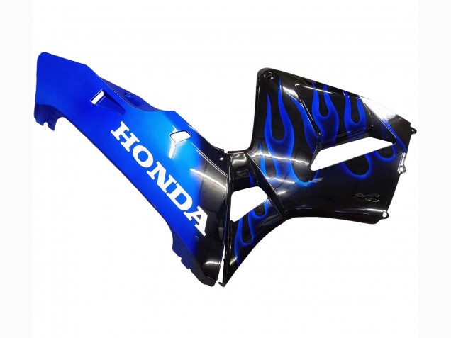 Carénage Moto Honda CBR600RR 2005-2006 - Noir Brillant Bleu Flamme