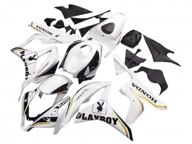 Carénage Moto Honda CBR600RR 2007-2008 - Blanc Or Noir Brillant Playboy