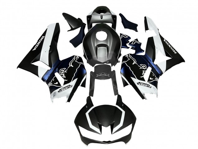Carénages Moto Honda CBR600RR 2013-2023 - Noir Fibre de Carbone Blanc Bleu Red Bull