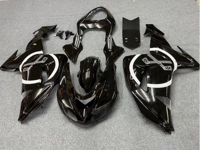 Carénages Moto Kawasaki ZX10R 2006-2007 - Noir Brillant Blanc Cercle