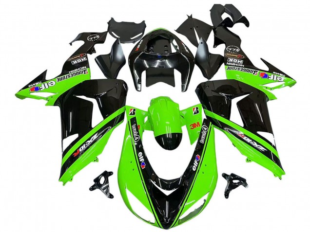 Carénages Moto Kawasaki ZX10R 2006-2007 - Vert Noir Elf Touch4 3M