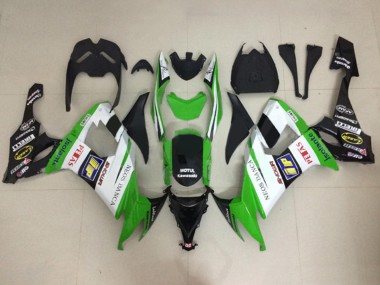 Carénages Moto Kawasaki ZX10R 2008-2010 - Blanc Vert Noir Brillant Motul Neos Banca Petas