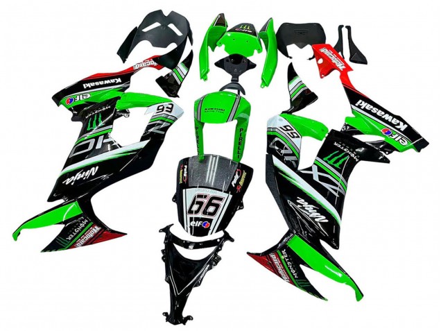 Carénages Moto Kawasaki ZX10R 2008-2010 - Vert Blanc Rouge Noir Monstre Elf 66