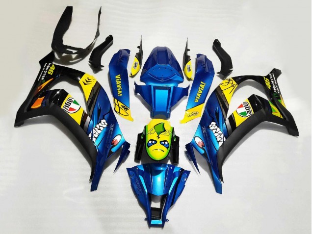 Carénages Moto Kawasaki ZX10R 2008-2010 - Bleu Jaune Noir Requin