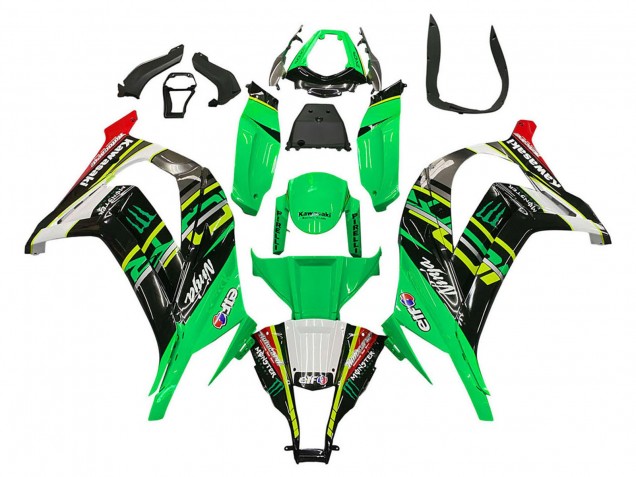 Carénages Moto Kawasaki ZX10R 2011-2015 - Vert Jaune Noir Blanc Elf Monstre