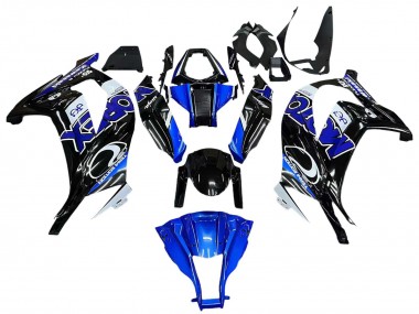 Carénages Moto Kawasaki ZX10R 2011-2015 - Bleu Blanc Noir Brillant