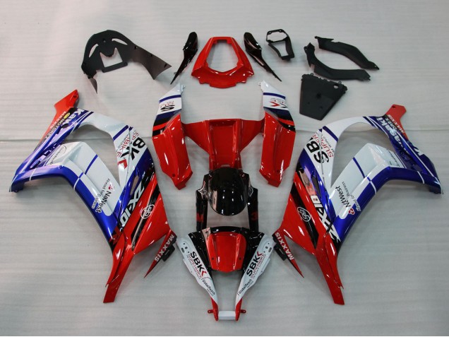 Carénages Moto Kawasaki ZX10R 2011-2015 - Blanc Bleu Rouge Noir SBK Maxxis