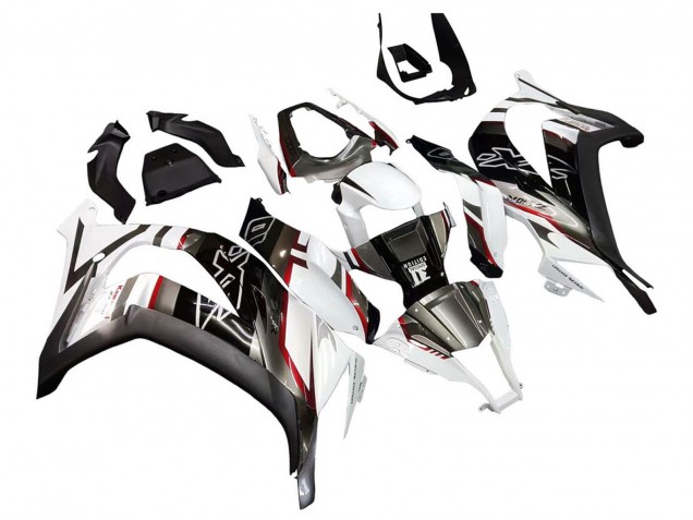 Carénages Moto Kawasaki ZX10R 2011-2015 - Blanc Noir Brillant Noir Mat Rouge