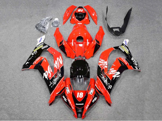 Carénages Moto Kawasaki ZX10R 2016-2020 - Rouge Noir Brillant Blanc Monstre 18