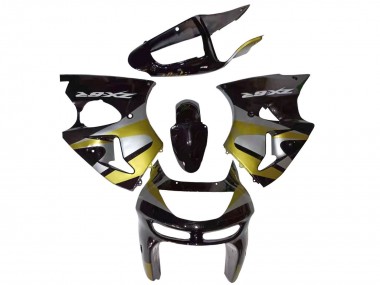 Carénages Moto Kawasaki ZX6R 1998-1999 - Noir Brillant Argent Jaune