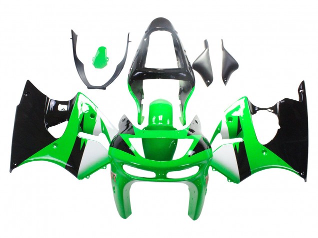 Carénages Moto Kawasaki ZX6R 1998-1999 - Vert Blanc Noir Brillant