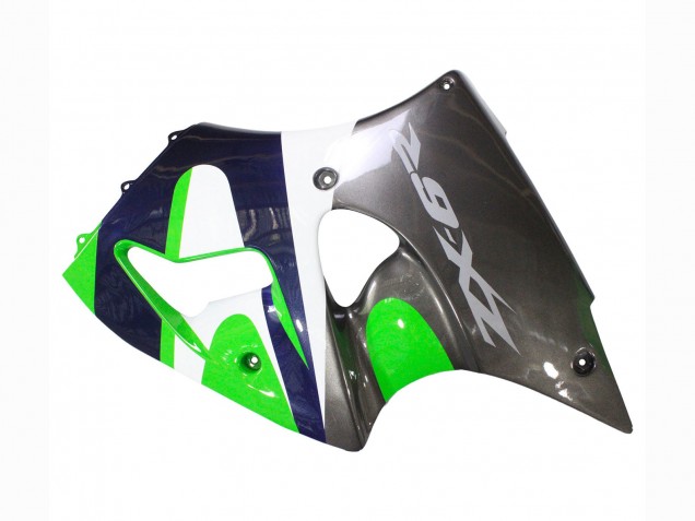 Carénages Moto Kawasaki ZX6R 1998-1999 - Vert Blanc Bleu Foncé Argent
